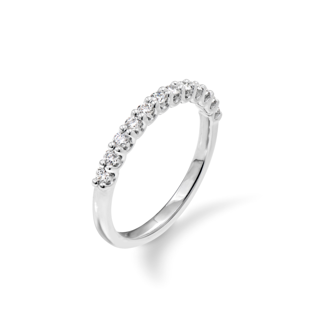 white gold band with diamonds