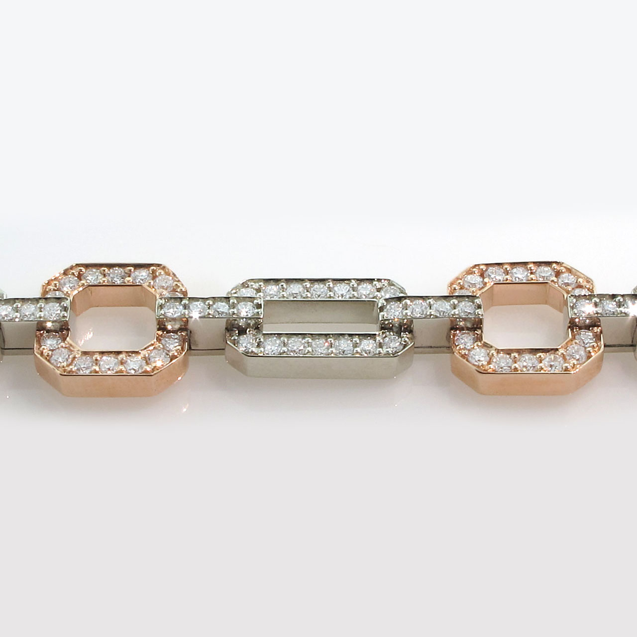 White and Rose Gold diamond studded bracelet pavee