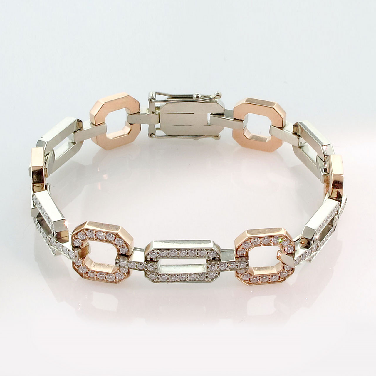 White and Rose Gold diamond studded bracelet pavee