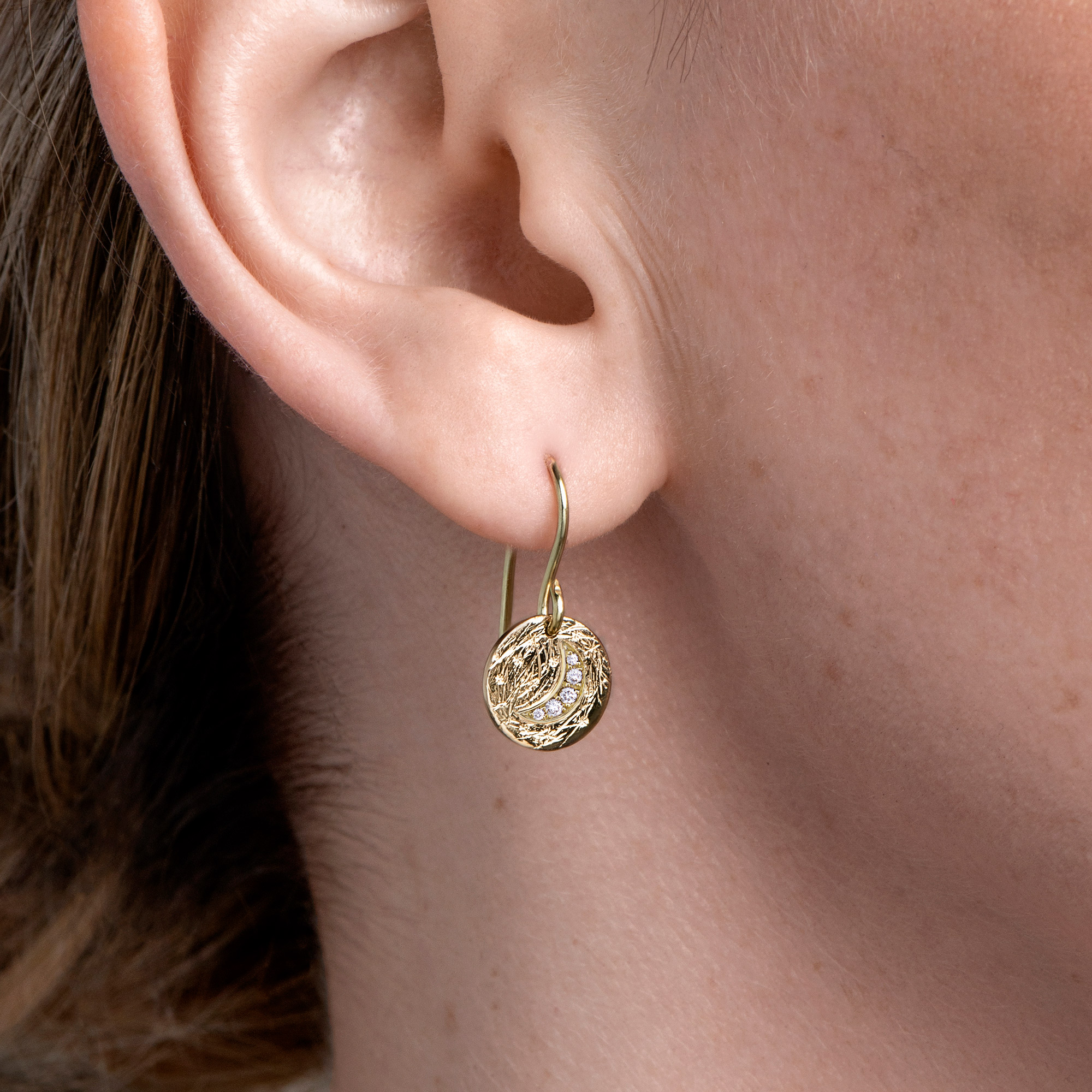 Luna Earrings with Diamonds on-model