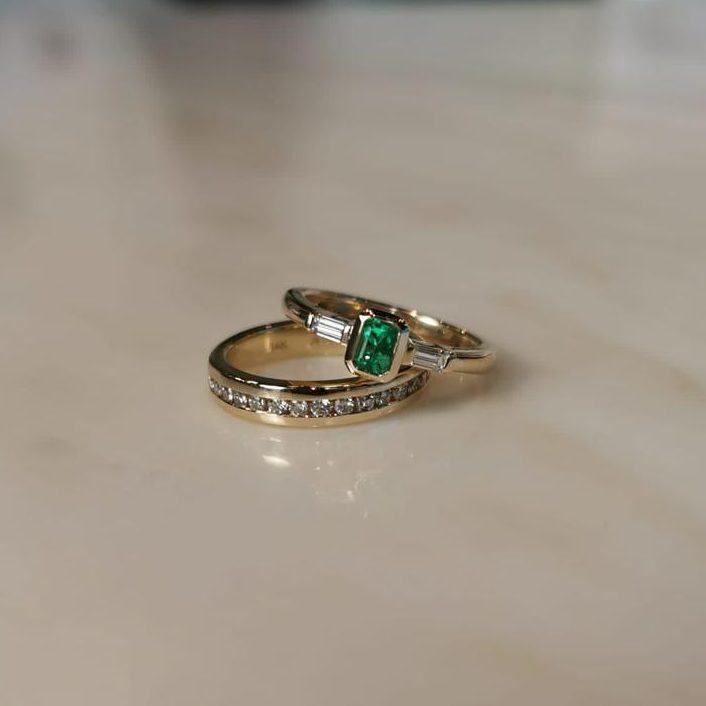 green Emerald engagement ring