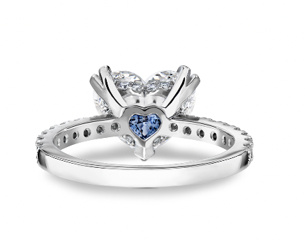 Custom sapphire heart diamond ring