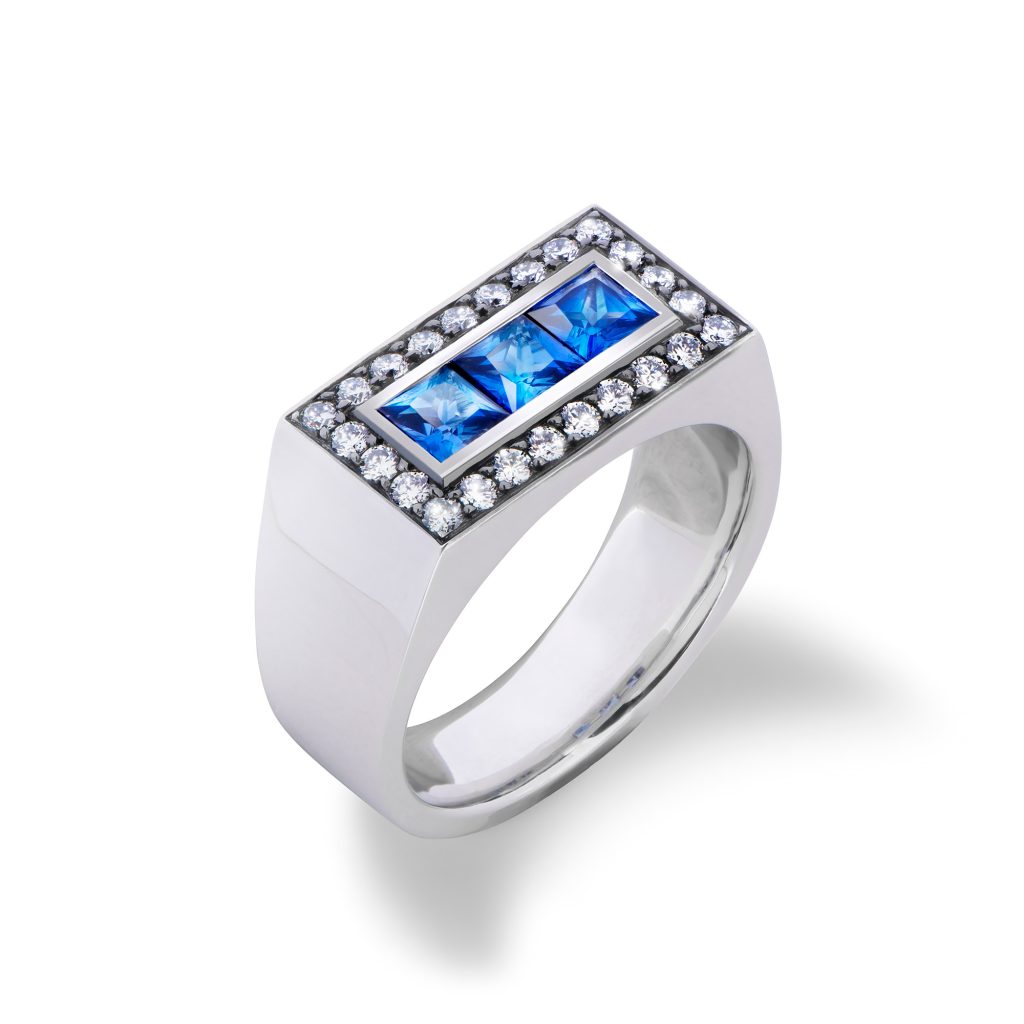 Men's Ring with Blue Sapphires